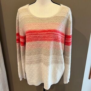Soft Surroundings Cashmere Tan & Cream Sweater, Size PXL